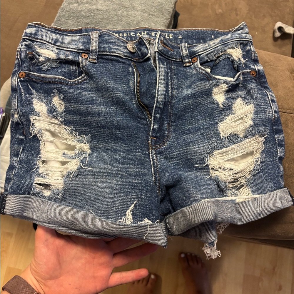 American Eagle Outfitters Distressed Denim Mom Shorts